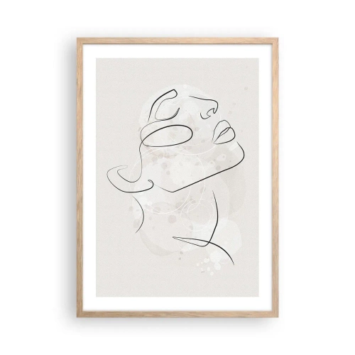 Poster in light oak frame - Outline of Happiness - 50x70 cm