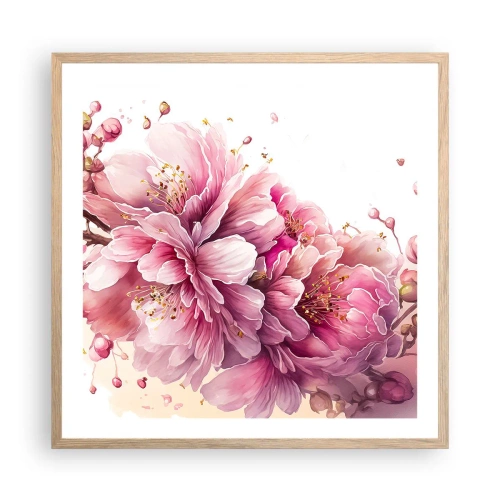 Poster in light oak frame - Land of Cherry Blossoms - 60x60 cm