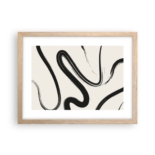 Poster in light oak frame - Black and White Fancy - 40x30 cm