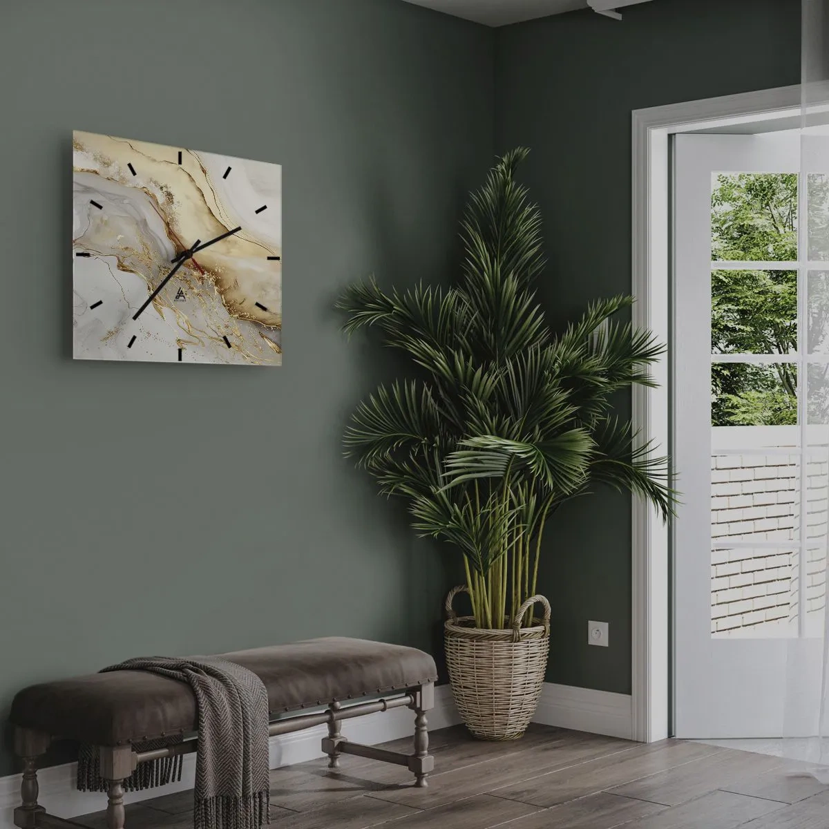 Wall clock - Clock on glass - Abstract: Beauty and Good - 30x30 cm