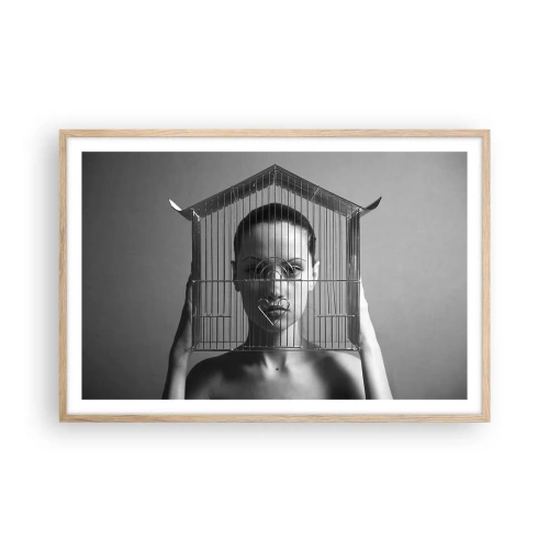 Poster in light oak frame - A Bit Surrealistic Portrat - 91x61 cm