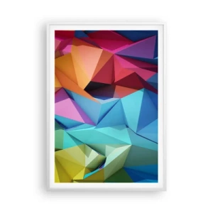 Poster in white frmae - Rainbow Origami - 70x100 cm