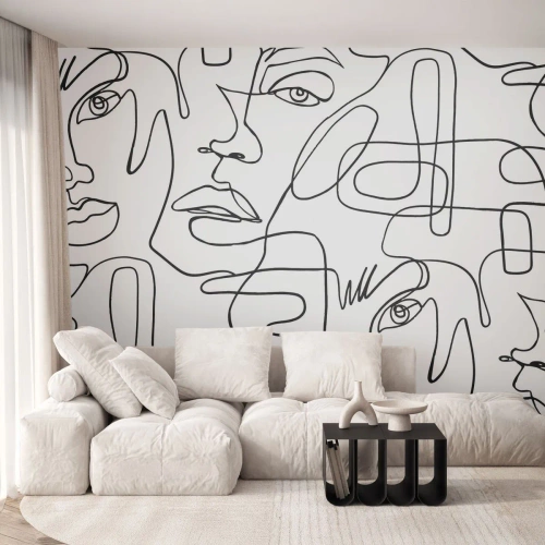 Photo Wallpaper Premium Sand - Tangled up in Emotions - Faces, Line, Eyes - 400x280 cm