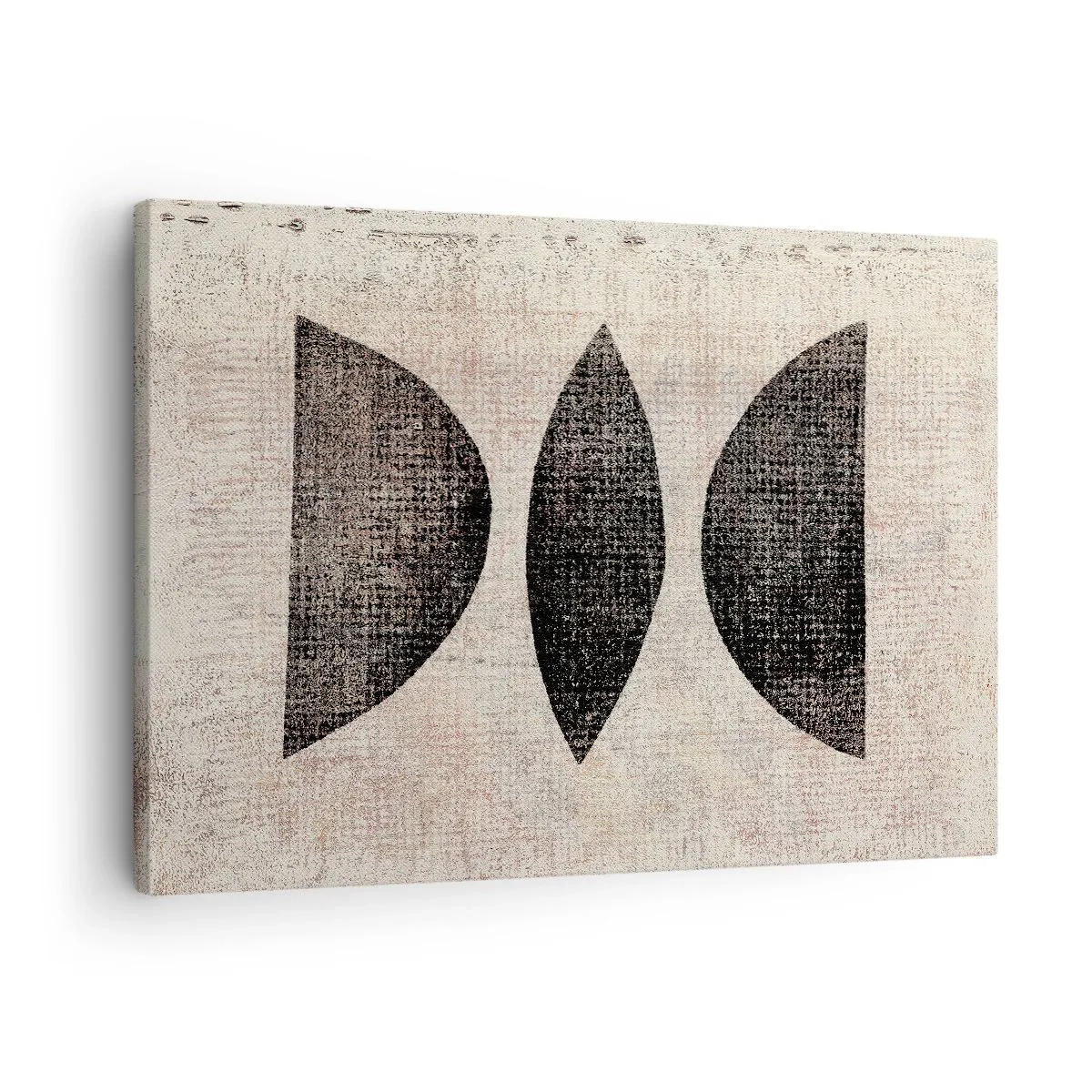 Canvas picture - Ethnic shapes in dark tones on a light background - 70x50cm - Ethnic Abstraction - Modern wall decoration for the living room and bedroom ARTTOR