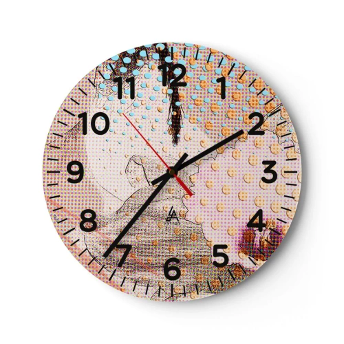 Wall clock - Clock on glass - Comic Heroine - 30x30 cm
