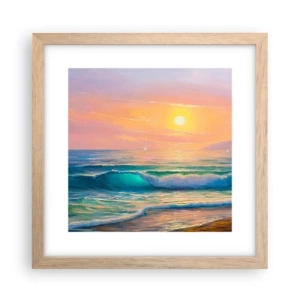 Poster in light oak frame - Turquoise Song of the Waves - 30x30 cm