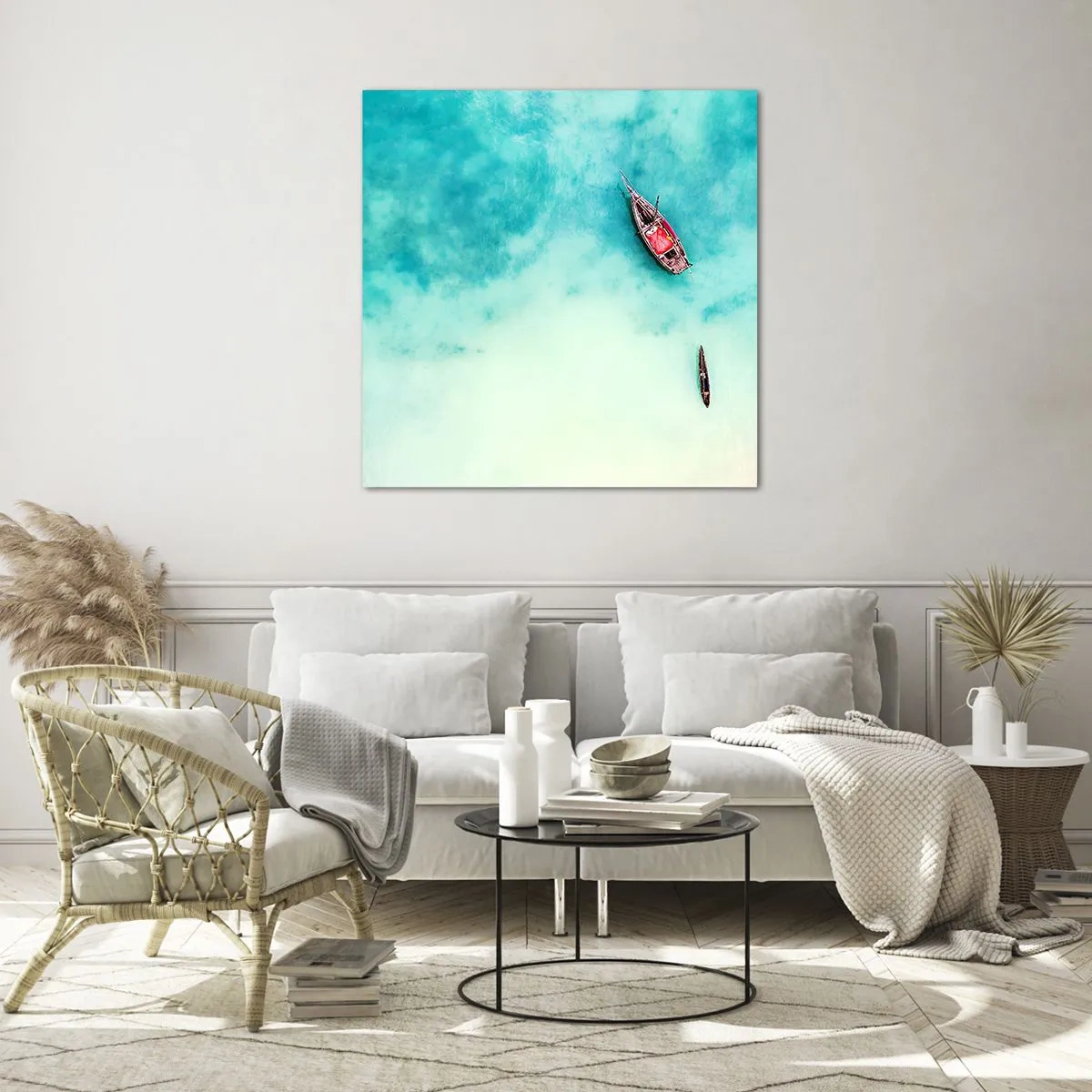 Glass picture - On the Beaches of Zanzibar, When the Tide Is High - 60x60 cm