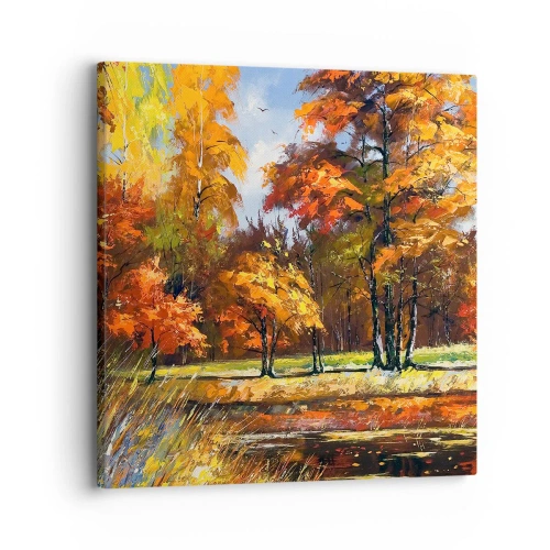 Canvas picture - Landscape in Gold and Brown - 30x30 cm