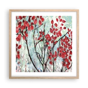 Poster in light oak frame - Tree in Scarlet - 50x50 cm