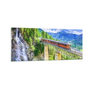 Glass picture - Train Through the Alps - 100x40 cm
