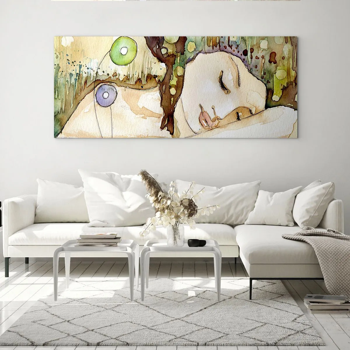 Glass picture - Emerald and Violet Dream - 140x50 cm