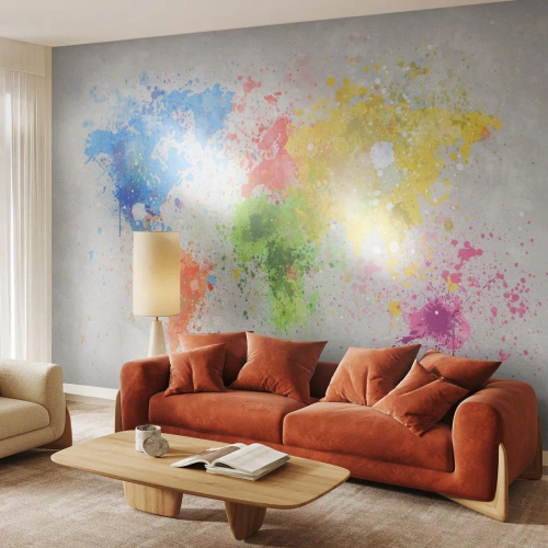 Photo Wallpaper Premium Canvas - All the Colours of the World - World map, Continents, Travels - 250x175 cm