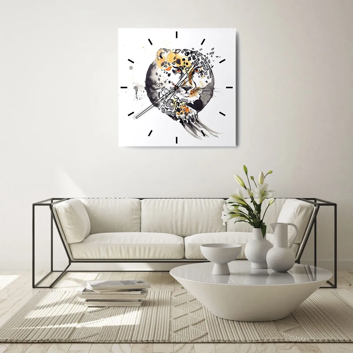 Wall clock - Clock on glass - Wild Beauty - 40x40 cm