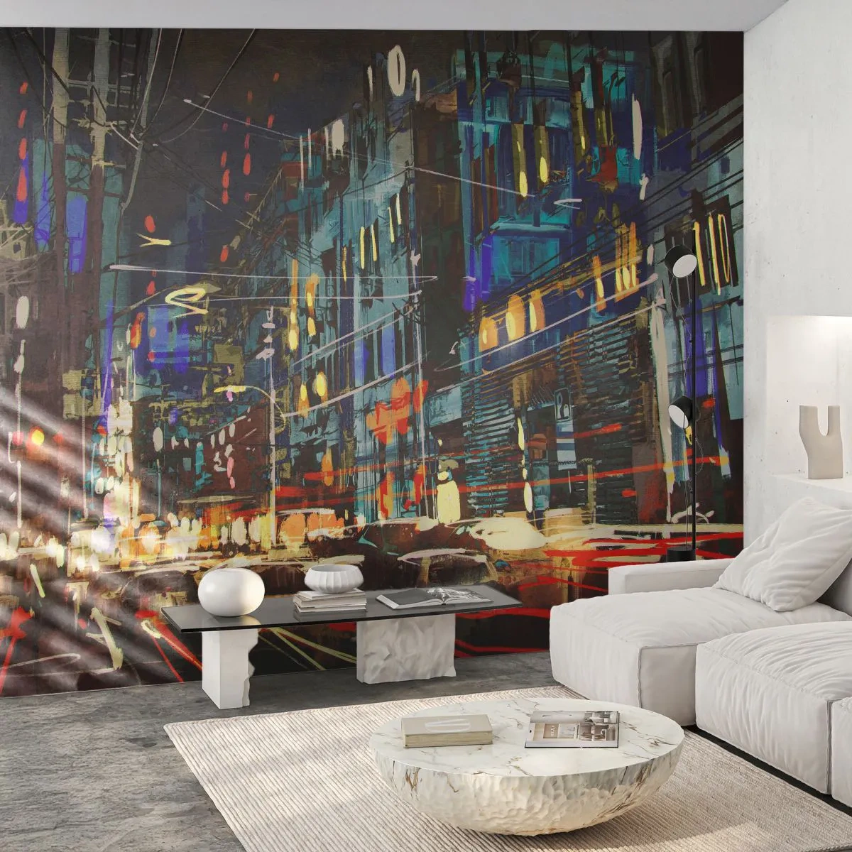 Photo Wallpaper Premium Canvas - Evening Street Bustle - City, Architecture, Night life - 400x280 cm