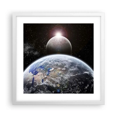Poster in white frmae - Space Landscape - Sunrise - 40x40 cm