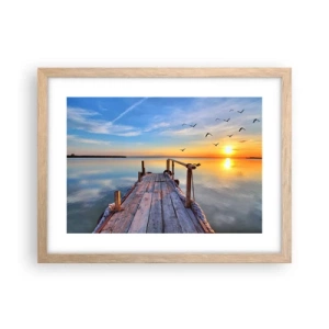 Poster in light oak frame - Walk towards the Sun - 40x30 cm