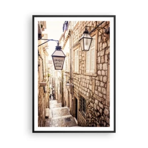 Poster in black frame - Charming Alley - 70x100 cm