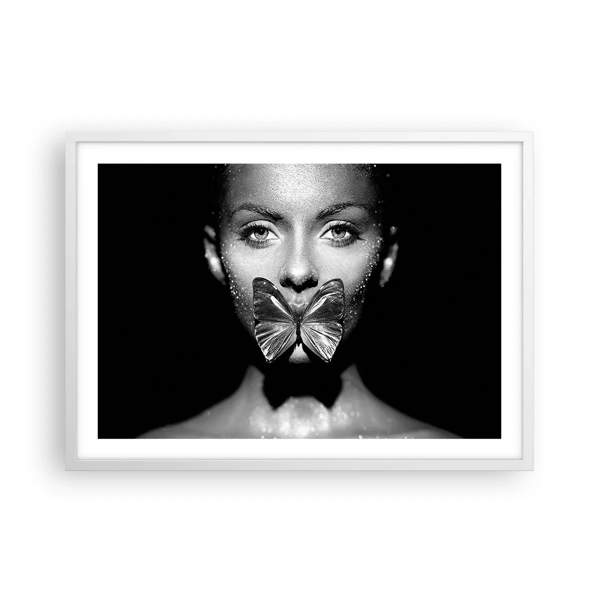 Poster in white frmae - Butterfly Kiss - 70x50 cm