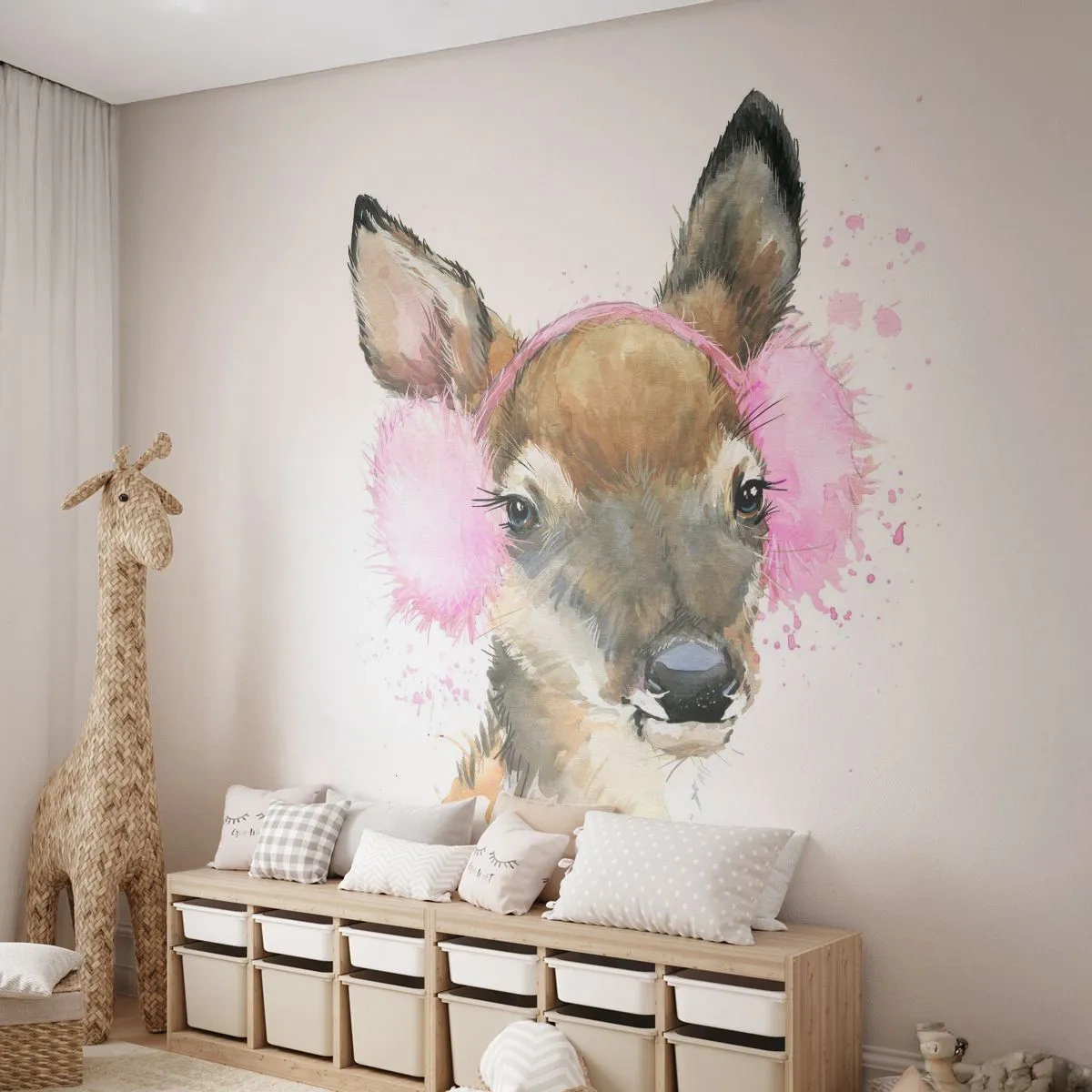 Photo Wallpaper Premium Canvas - Cold Doesn't Scare Us - For children, Roe, Graphics - 500x350 cm