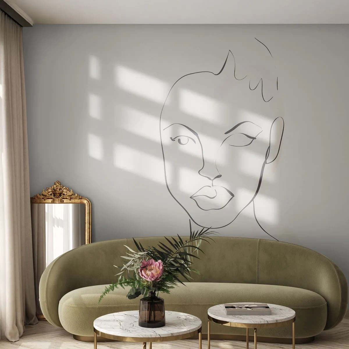 Photo Wallpaper Premium Sand - Outline of Sensuality - Woman, Graphics, Piece - 250x175 cm