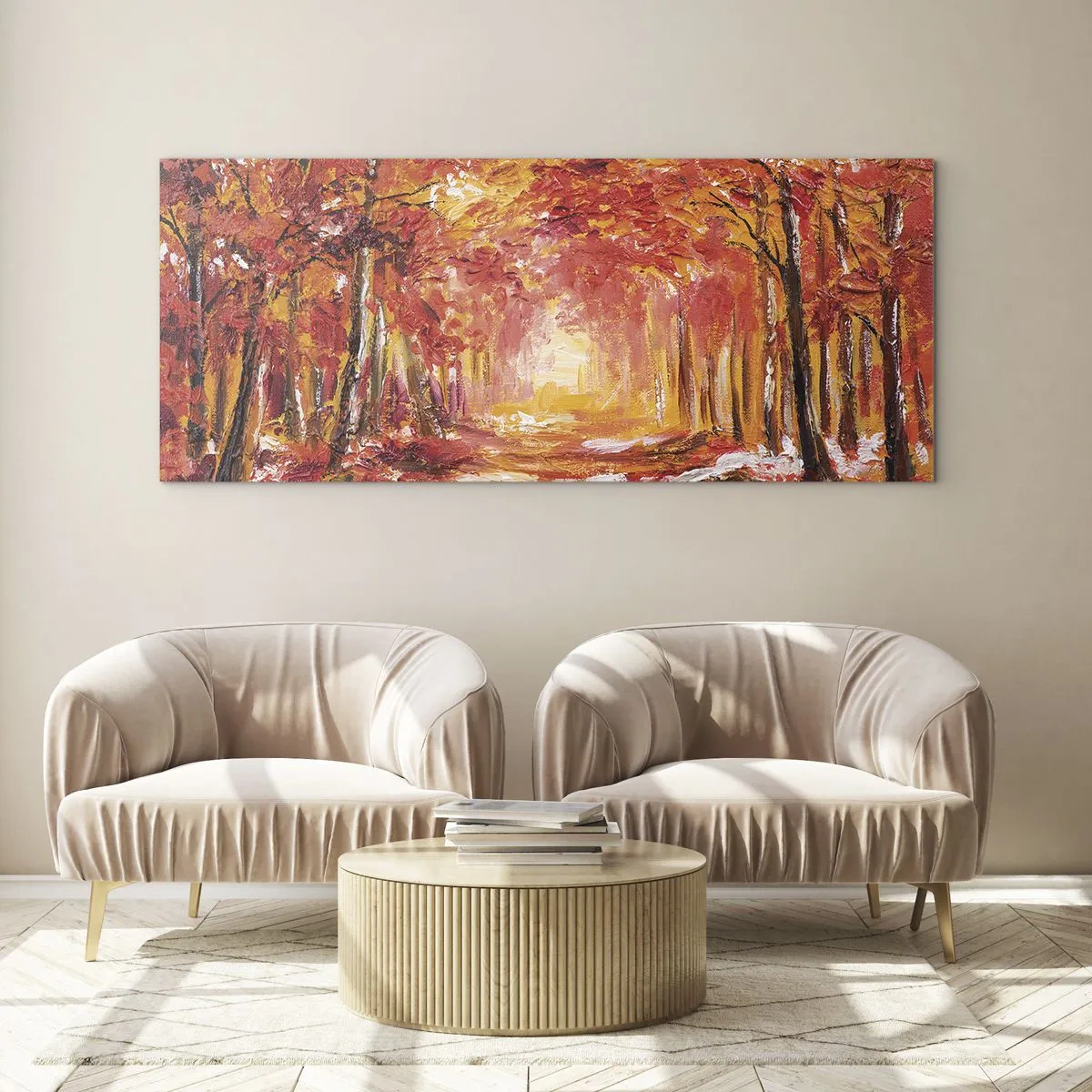 Glass picture - Copper Forest - 90x30 cm
