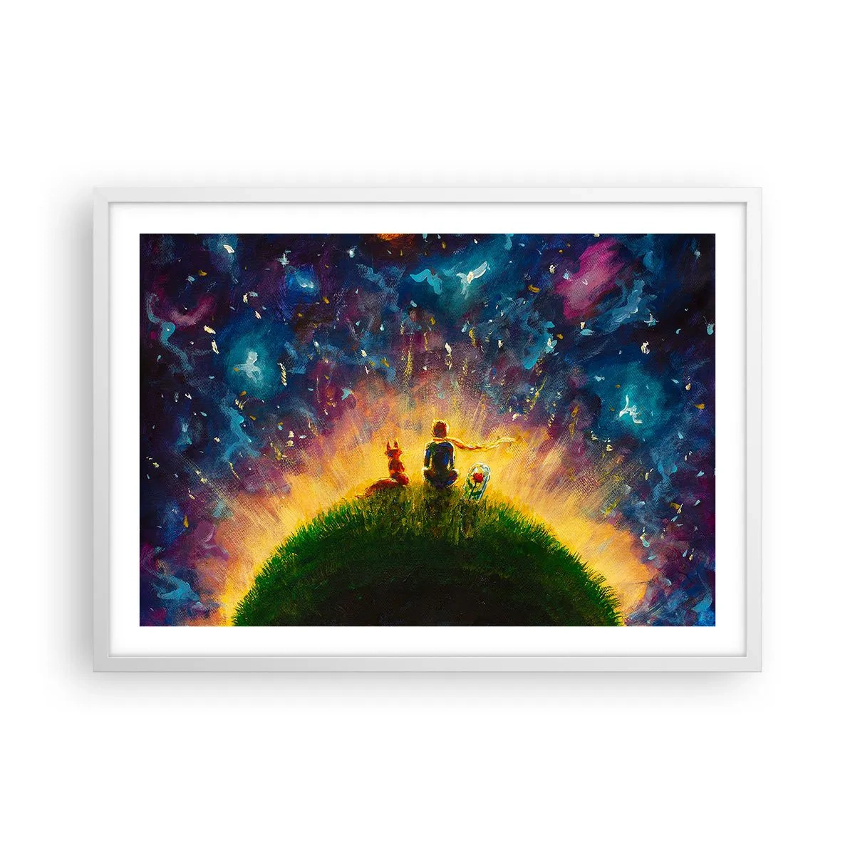 Poster in white frmae - Love and Friendship - Whole World - 70x50 cm