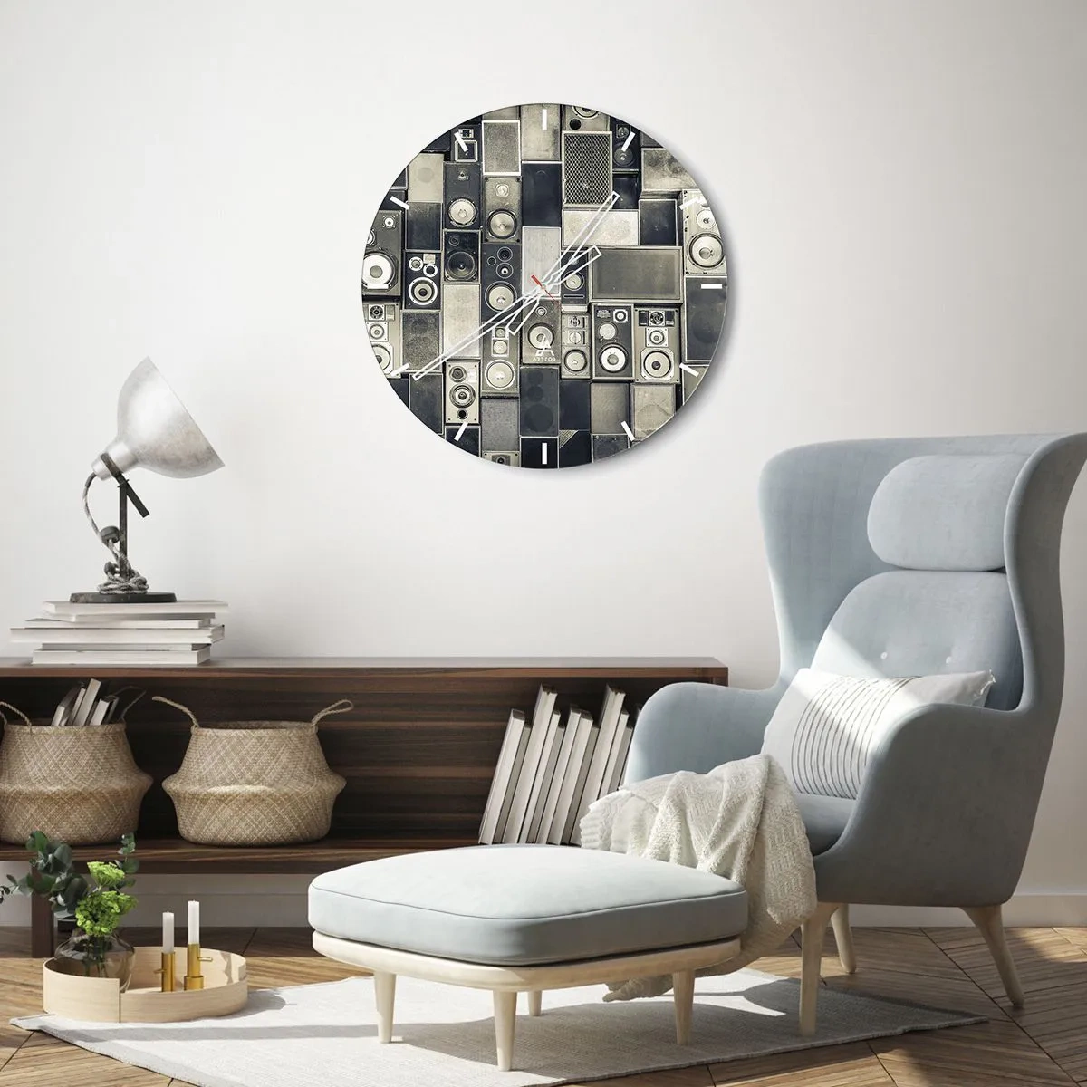 Wall clock - Clock on glass - And Music Is Playing - 40x40 cm