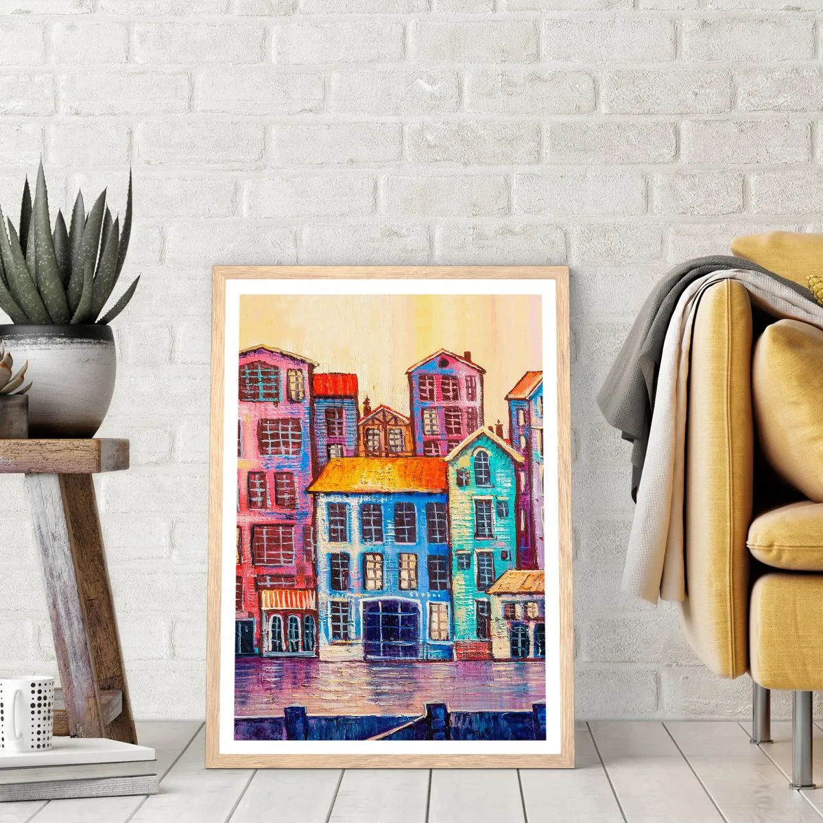 Poster in light oak frame - City Like From a Fairytale - 30x40 cm
