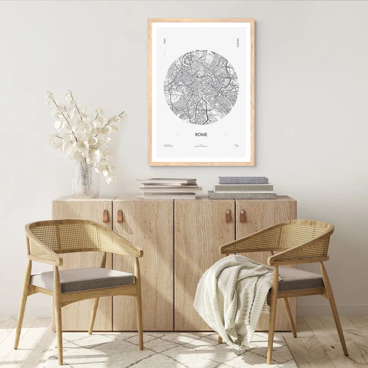 Poster in light oak frame - Anatomy of Rome - 50x70 cm