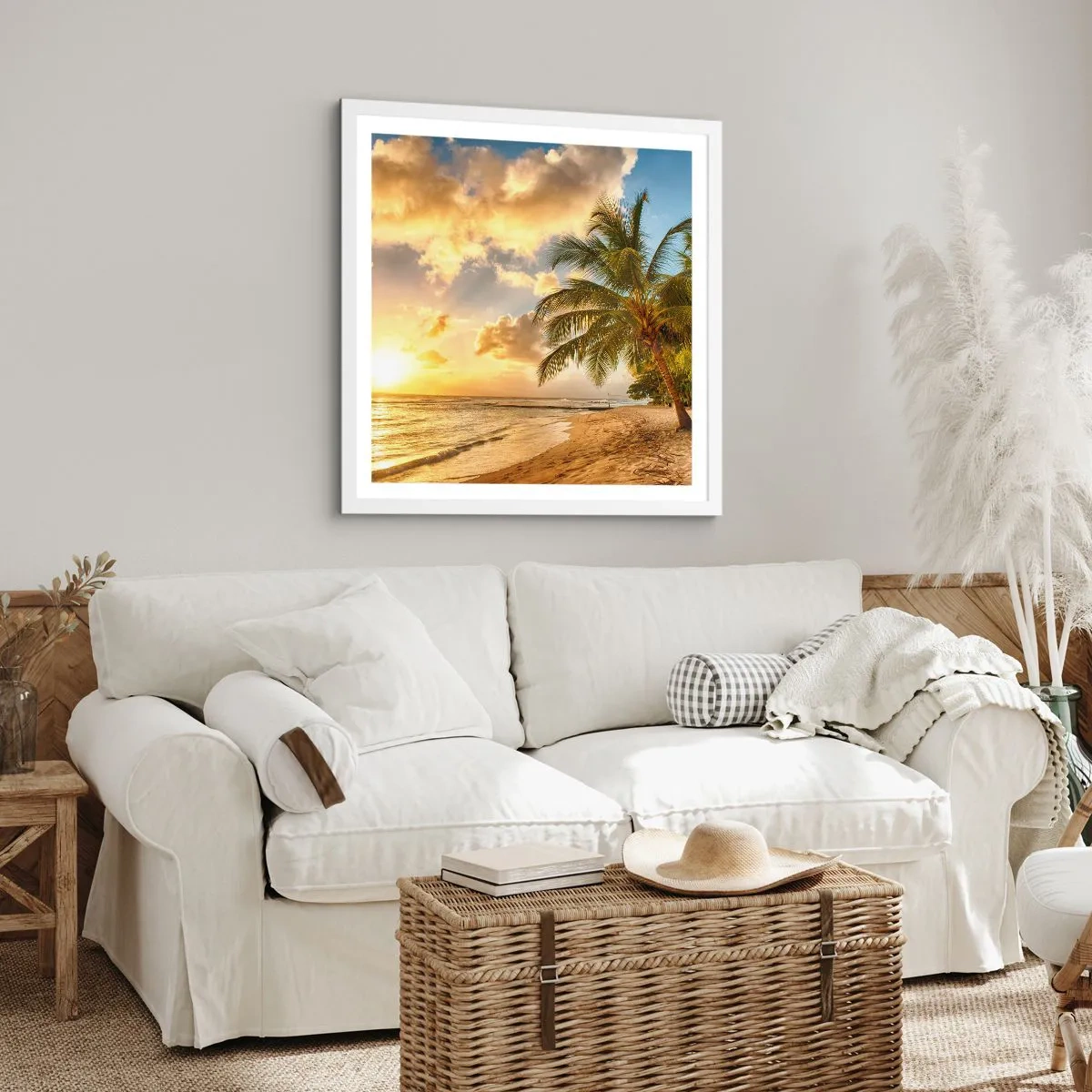 Poster in white frmae - Eternal Summer, Always Holidays - 40x40 cm