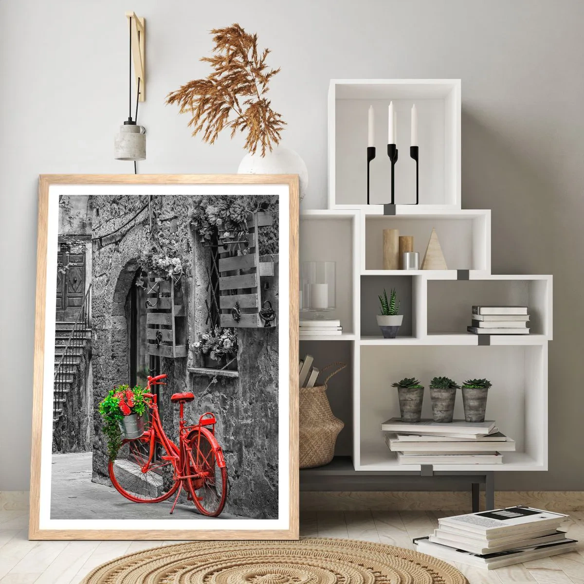 Poster in light oak frame - Tuscan Alley - 50x70 cm