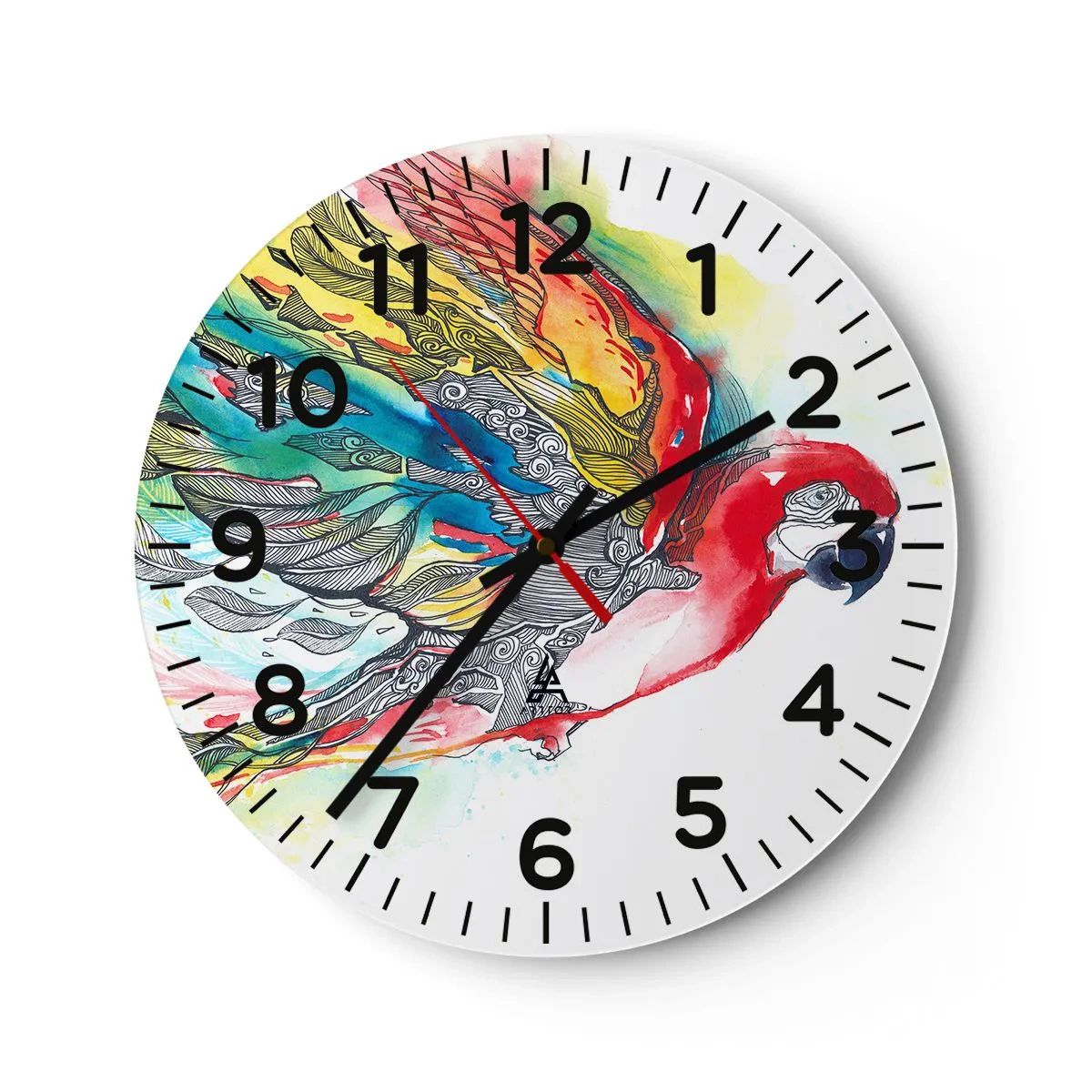 Wall clock - Clock on glass - Live Colourfully - 30x30 cm