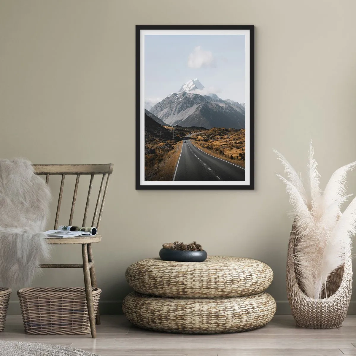 Poster in black frame - Road to the Heart of the Mountains - 40x50 cm