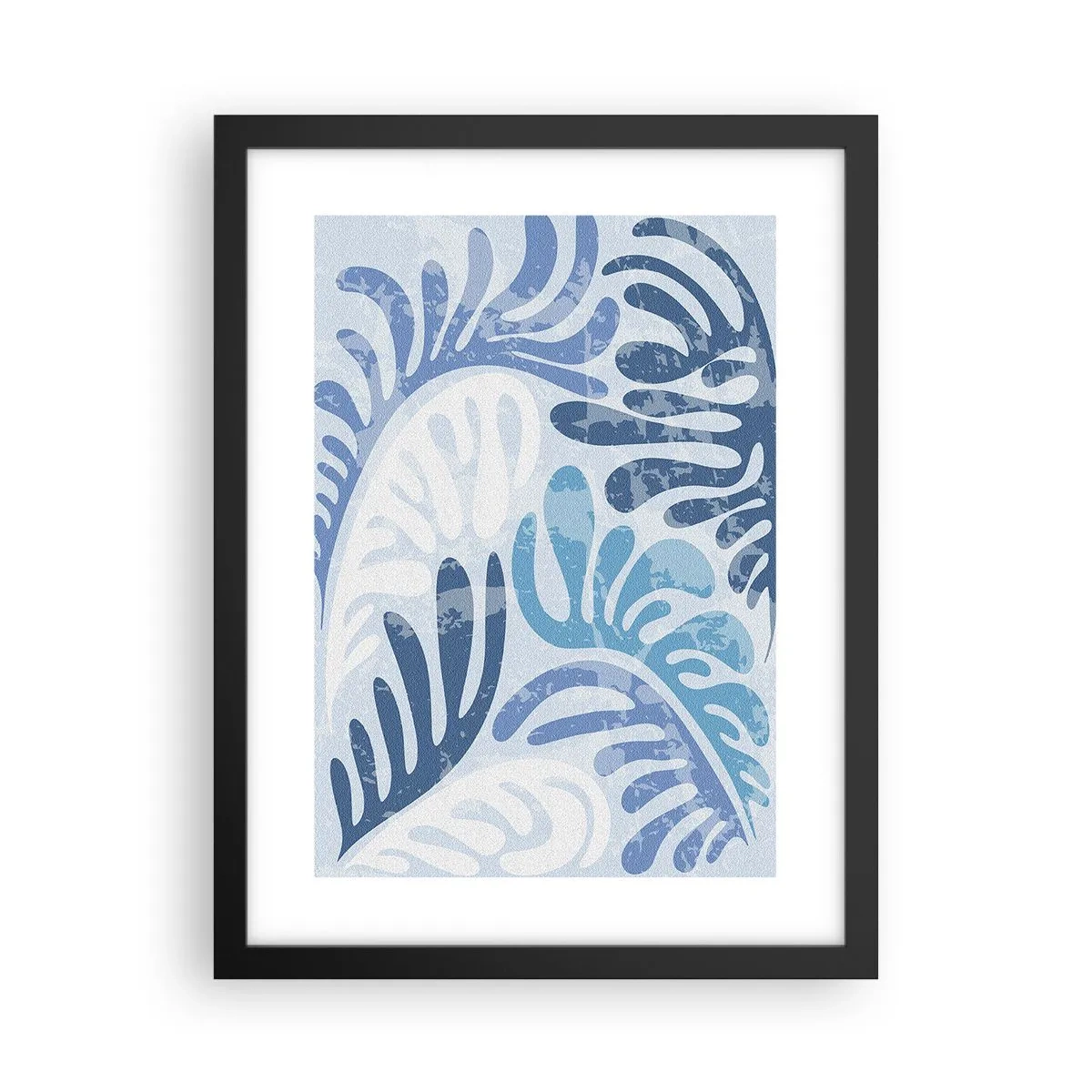 Poster in black frame - Blue Ferns - 30x40 cm