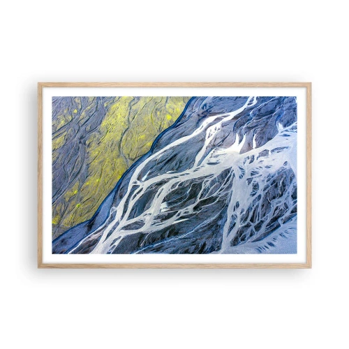 Poster in light oak frame - Cave Paintings of Nature - 91x61 cm