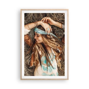 Poster in light oak frame - On the Way to the Summer of Love - 61x91 cm