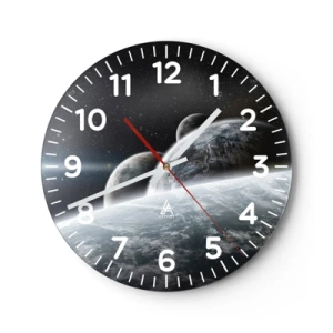 Wall clock - Clock on glass - Space Music of Spheres - 30x30 cm