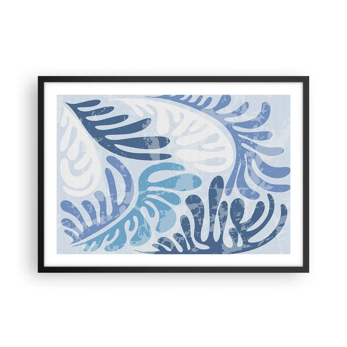 Poster in black frame - Blue Ferns - 70x50 cm