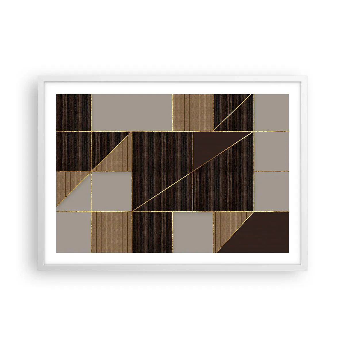 Poster in white frmae - Mosaic of Brown and Gold - 70x50 cm