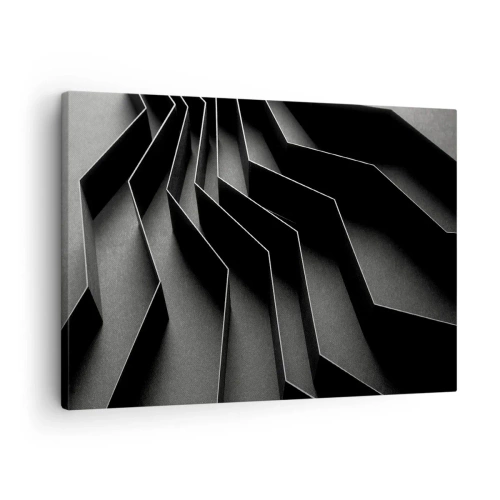 Canvas picture - Black and white abstraction with geometric structures - 70x50cm - Spacial Order - Modern wall decoration for the living room and bedroom ARTTOR