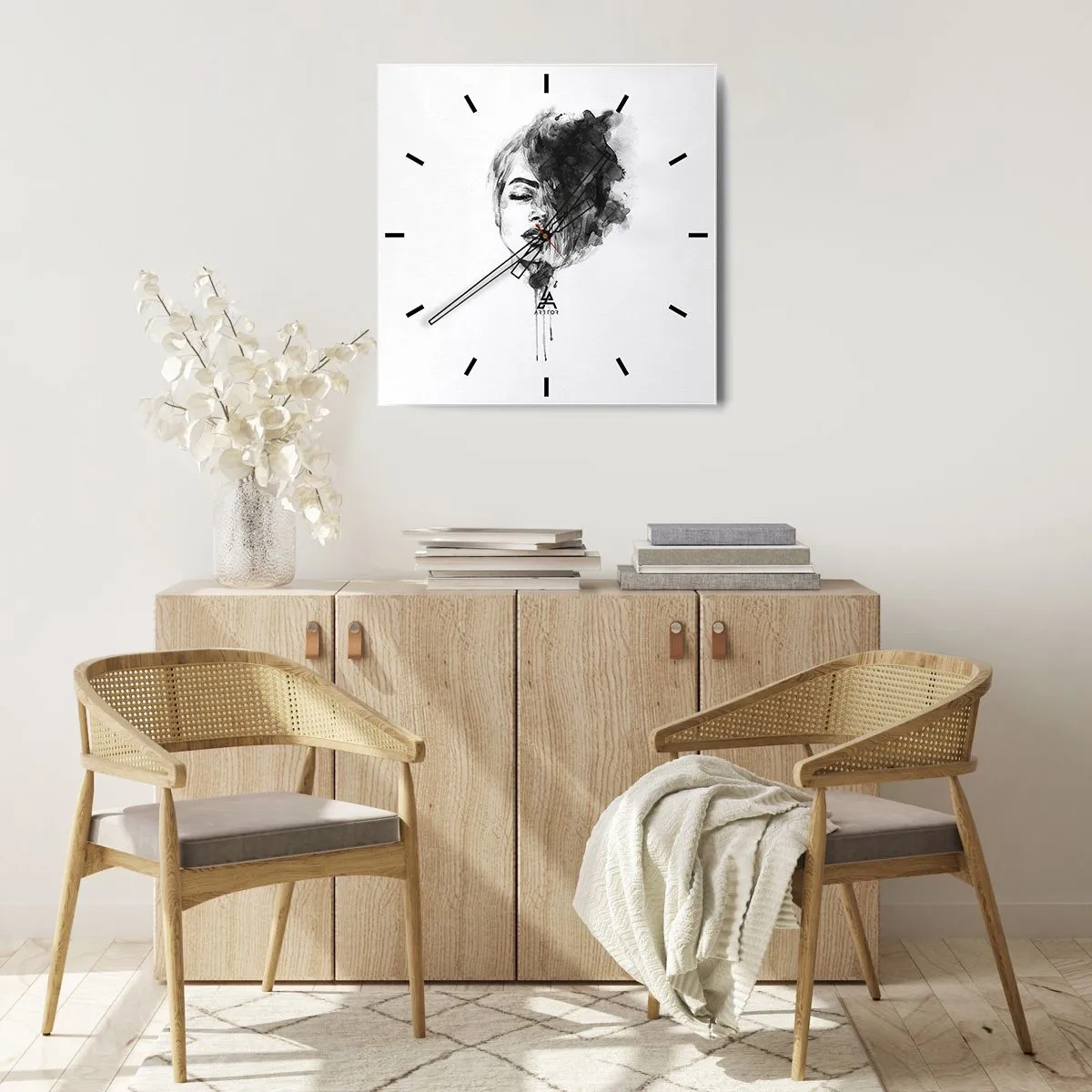 Wall clock - Clock on glass - What Does a Girl Dream about? - 40x40 cm