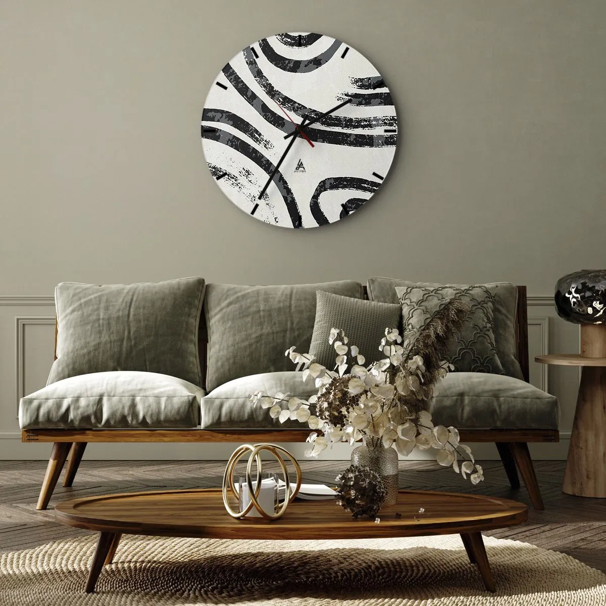 Wall clock - Clock on glass - Stopped Half Way - 30x30 cm