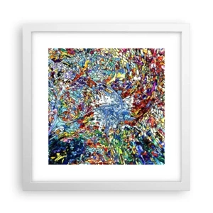 Poster in white frmae - Stained Glass with Drops - 30x30 cm