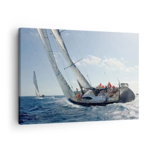 Canvas picture - Yacht race on the open sea under blue skies - 70x50cm - Let the Better Win - Modern wall decoration for the living room and bedroom ARTTOR