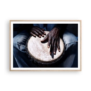 Poster in light oak frame - Live at Your Own Rhythm - 100x70 cm