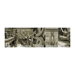 Photo Wallpaper Sample Premium Canvas - In Grandad's Shed - Motorbike, Car repair shop, Vintage - 100x30 cm