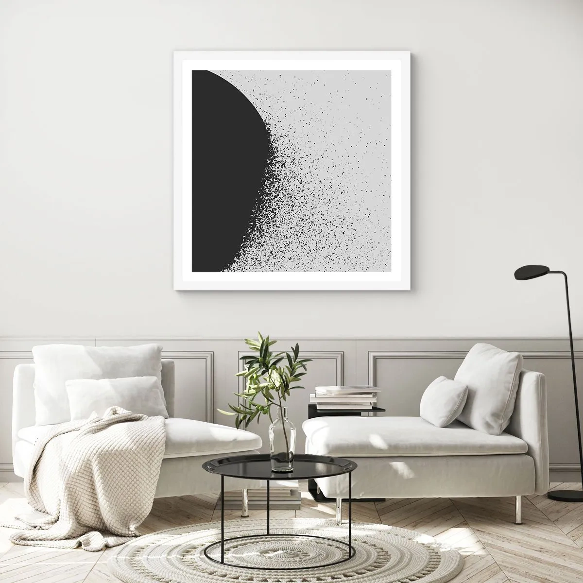 Poster in white frmae - Movement of Particles - 30x30 cm