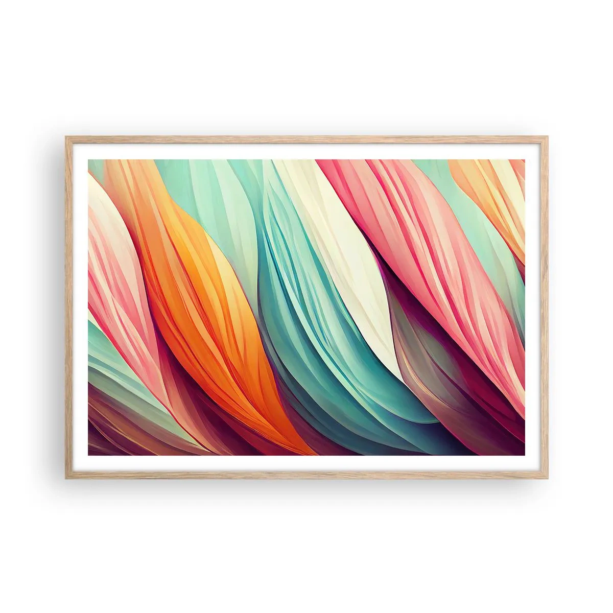 Poster in light oak frame - Rainbow Knot - 100x70 cm