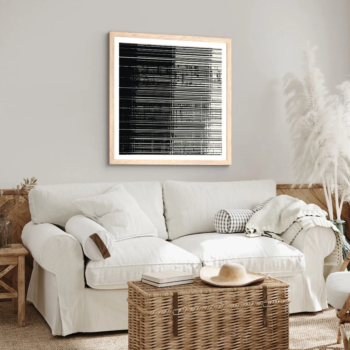 Poster in light oak frame - Waves and Vibrations - 50x50 cm