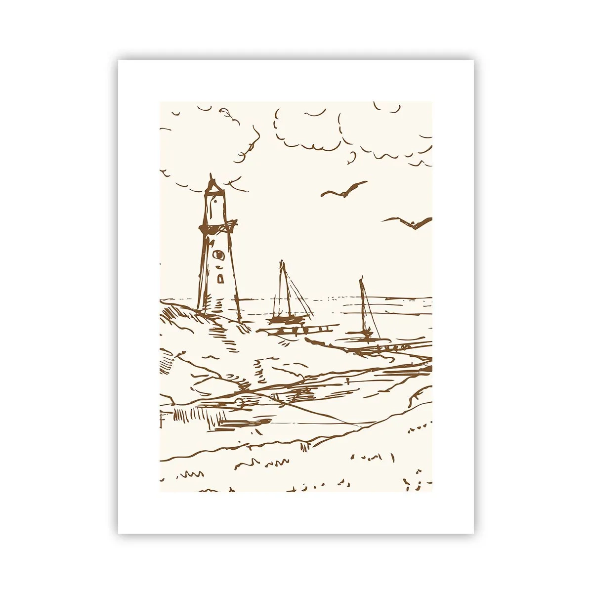 Poster - Outline of a Summer Postcard - 30x40 cm